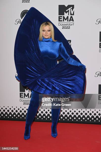 Bebe Rexha attends the red carpet during the MTV Europe Music Awards 2022 held at PSD Bank Dome on November 13, 2022 in Duesseldorf, Germany.