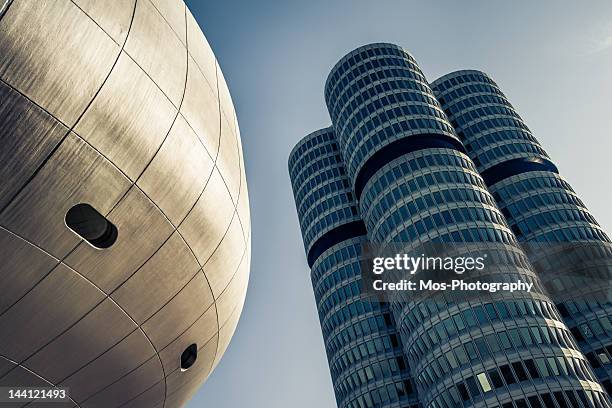 bmw museum and tower - munich stock pictures, royalty-free photos & images