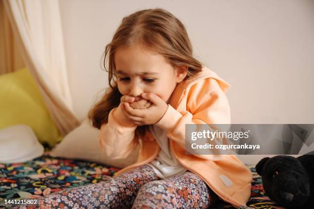 little girl sick about to chuck, throw up - stroke illness stock pictures, royalty-free photos & images