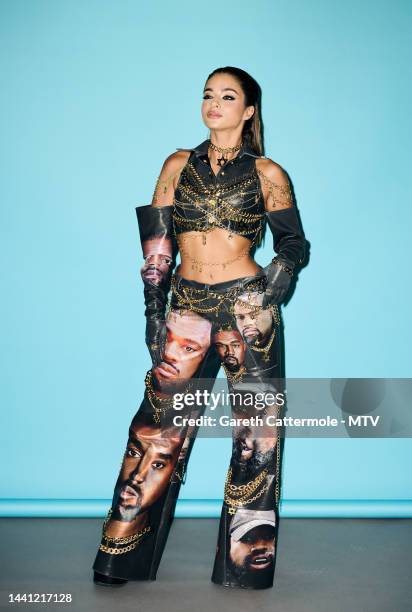 Noa Kirel poses during a portrait session during the MTV Europe Music Awards 2022 held at PSD Bank Dome on November 13, 2022 in Duesseldorf, Germany.