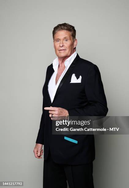David Hasselhoff poses during a portrait session during the MTV Europe Music Awards 2022 held at PSD Bank Dome on November 13, 2022 in Duesseldorf,...