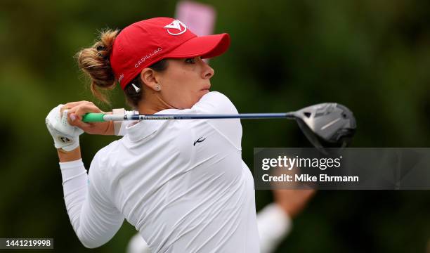 Gabby Lopez of Mexico plays her shot from the second tee during the final round of the Pelican Women's Championship at Pelican Golf Club on November...