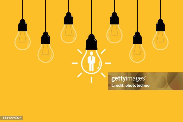 new idea human resourses concepts on yellow background - surrounded by data stock illustrations