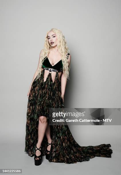Ava Max poses during a portrait session during the MTV Europe Music Awards 2022 held at PSD Bank Dome on November 13, 2022 in Duesseldorf, Germany.