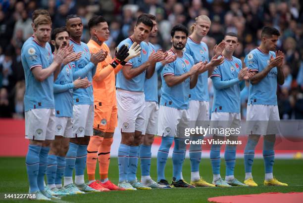 Kevin De Bruyne, John Stones, Bernardo Silva, Manuel Akanji, Ederson, Rodri, Aymeric Laporte, Ilkay Gundogan, Erling Haaland, Phil Foden and Joao...