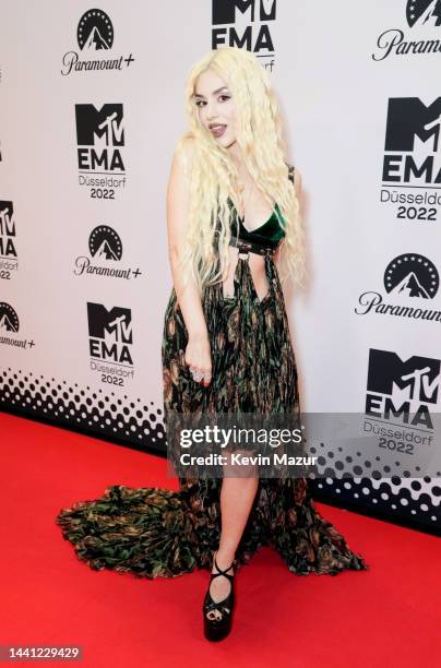 Ava Max attends the MTV Europe Music Awards 2022 held at PSD Bank Dome on November 13, 2022 in Duesseldorf, Germany.