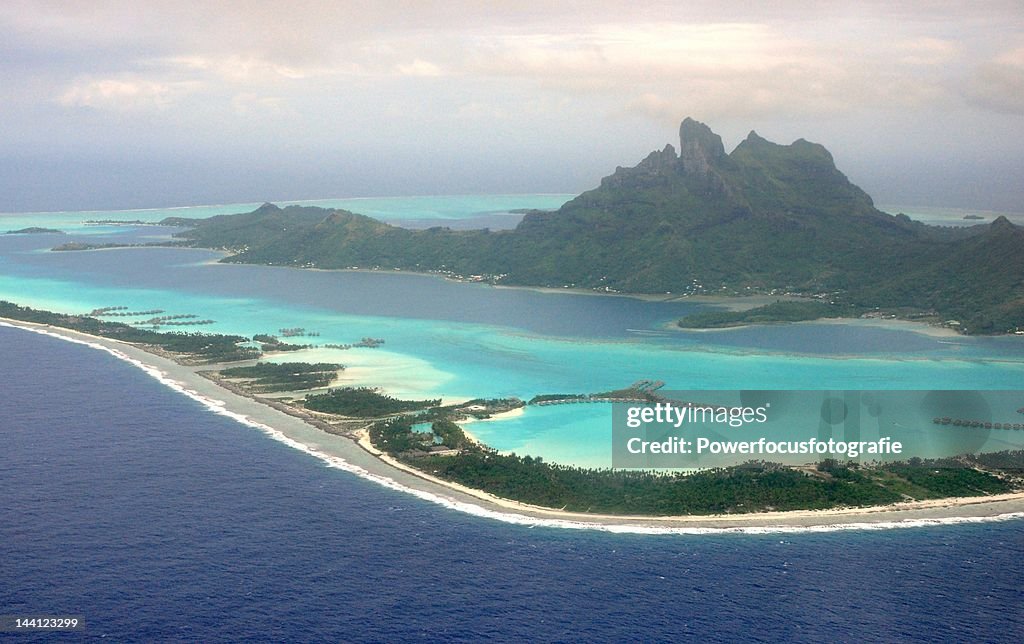 Aerial view of French Polynesia, Bora Bora Island