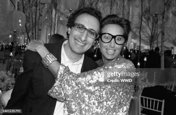 Donna Karan and friend attend the Seventh on Sale event to help raise money for AIDS on November 30, 1990 in New York...Article title: "Eye Scoop"