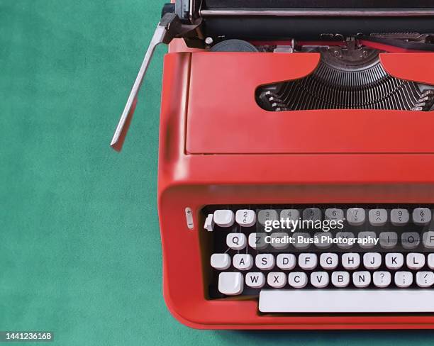 detail of colorful retro typewriter from the 1970s - story telling in the workplace stock pictures, royalty-free photos & images