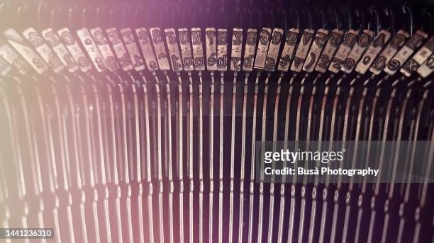 detail of letter keys of old-fashioned typewriter - literature concept stock pictures, royalty-free photos & images