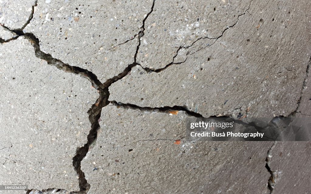 Detail of cracked concrete surface