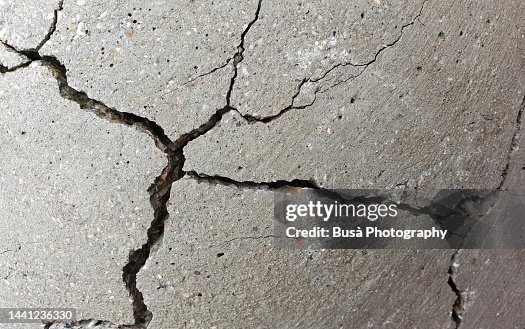 Detail of cracked concrete surface