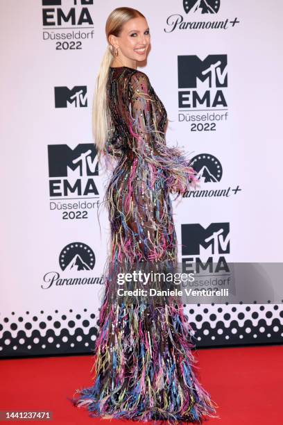 Leonie Hanne attends the red carpet during the MTV Europe Music Awards 2022 held at PSD Bank Dome on November 13, 2022 in Duesseldorf, Germany.