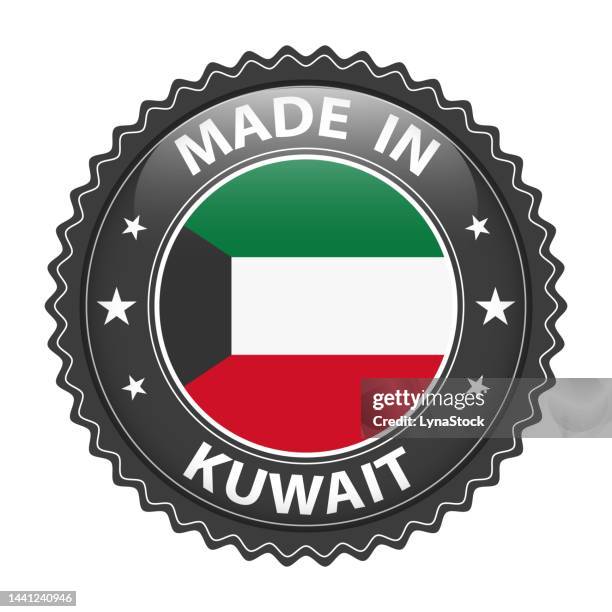 Made In Kuwait Badge Vector Sticker With Stars And National Flag Sign ...