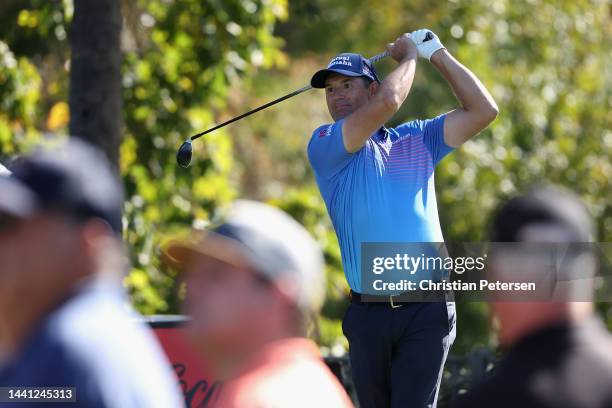 Padraig Harrington of Ireland plays a tee shot on the third hole during final round the Charles Schwab Cup Championship at Phoenix Country Club on...