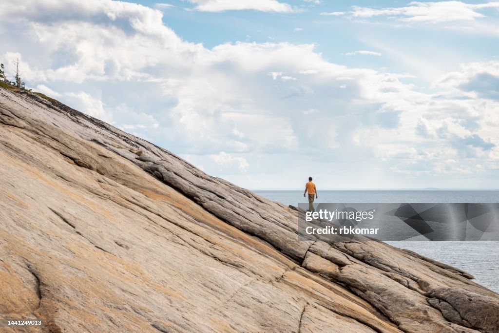Rock slabs on the seashore of the White Sea