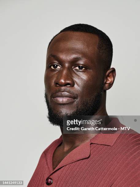 Stormzy poses during a portrait session during the MTV Europe Music Awards 2022 held at PSD Bank Dome on November 13, 2022 in Duesseldorf, Germany.