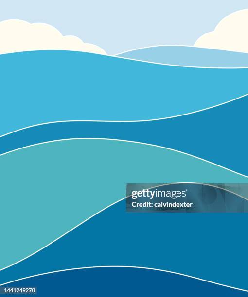 ocean and clouds poster design - wellbeing background stock illustrations