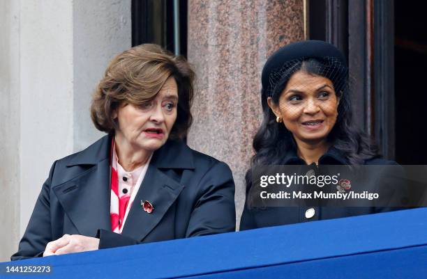 Cherie Blair and Akshata Murty attend the National Service of Remembrance at The Cenotaph on November 13, 2022 in London, England.