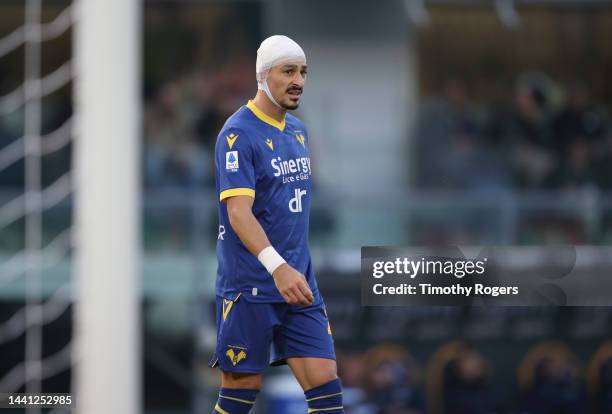 Koray Gunter of Hellas Verona during the Serie A match between Hellas Verona and Spezia Calcio at Stadio Marcantonio Bentegodi on November 13, 2022...