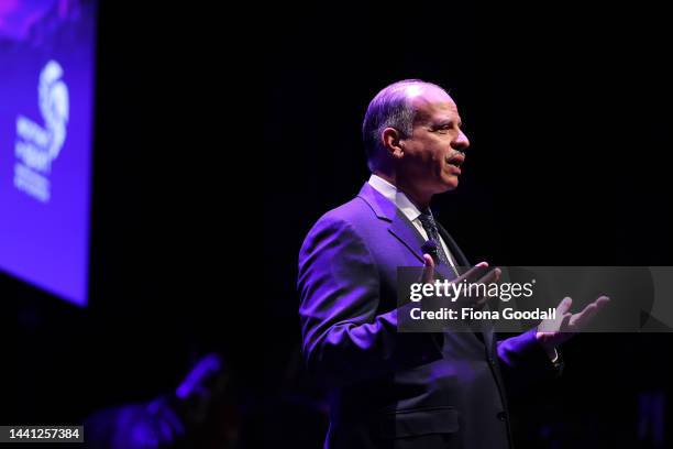 Prince Faisal Bin Al Hussein of Jordan speaks during the IWG Women and Sport conference at Aotea Centre on November 14, 2022 in Auckland, New Zealand.