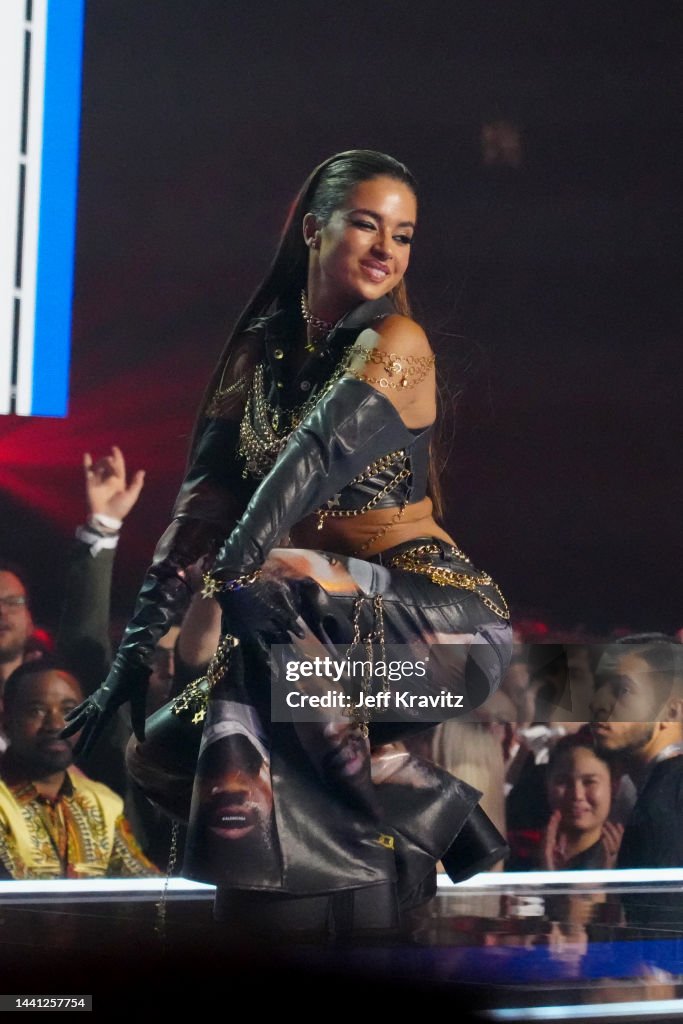 Noa Kirel speaks onstage during the MTV Europe Music Awards 2022 held