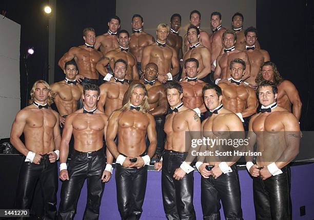 Chippendale dancers pose for the company's international calendar photo shoot at the Rio Hotel & Casino on October 1, 2002 in Las Vegas, Nevada.