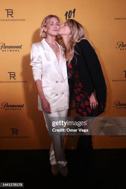 Jennifer Landon and Hassie Harrison attend the black carpet during "Yellowstone" Season 5 Fort Worth Premiere at Hotel Drover on November 13, 2022 in...