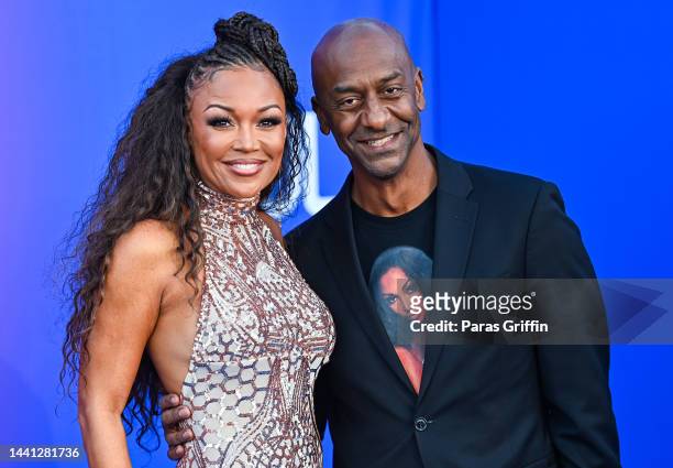 Chanté Moore and Stephen G. Hill attend the 2022 Soul Train Awards presented by BET at the Orleans Arena on November 13, 2022 in Las Vegas, Nevada.