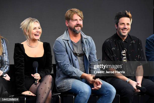 Elisha Cuthbert, Zach Knighton and David Caspe speak onstage at What the Hell Have the Happy Endings Friends Been Up To? during New York Magazine's...