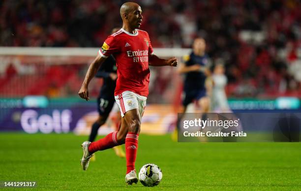 Joao Mario of SL Benfica in action during the Liga Portugal Bwin match between SL Benfica and Gil Vicente at Estadio da Luz on November 13, 2022 in...