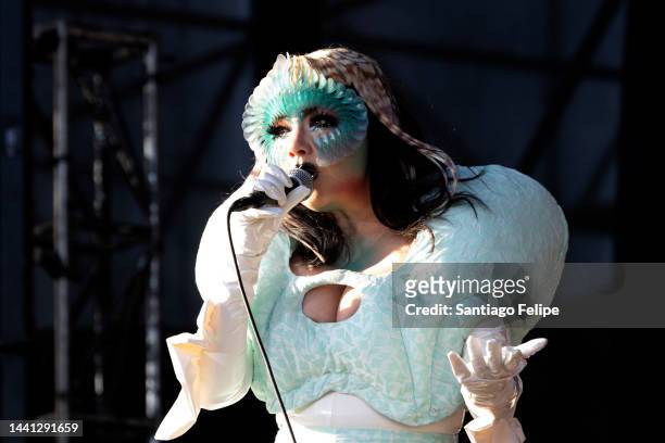 Bjork performs onstage as part of Primavera Sound Festival 2022 on November 13, 2022 in Santiago, Chile.