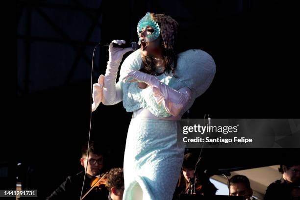 Bjork performs onstage as part of Primavera Sound Festival 2022 on November 13, 2022 in Santiago, Chile.