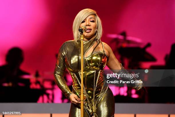 Tameka Cottle of Xscape performs onstage during the 2022 Soul Train Awards presented by BET at the Orleans Arena on November 13, 2022 in Las Vegas,...