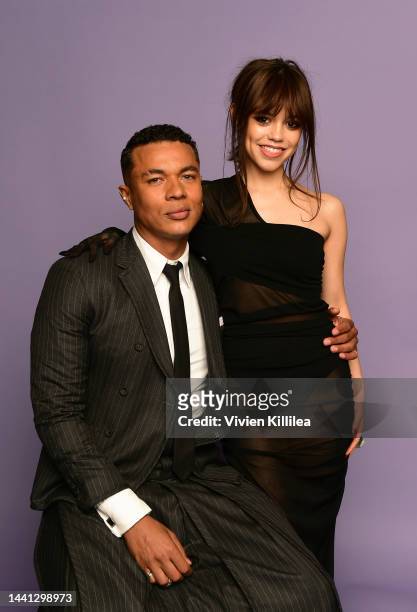 Ismael Cruz Córdova and Jenna Ortega pose in the IMDb exclusive portrait studio at the Critics Choice Association 2nd Annual Celebration of Latino...