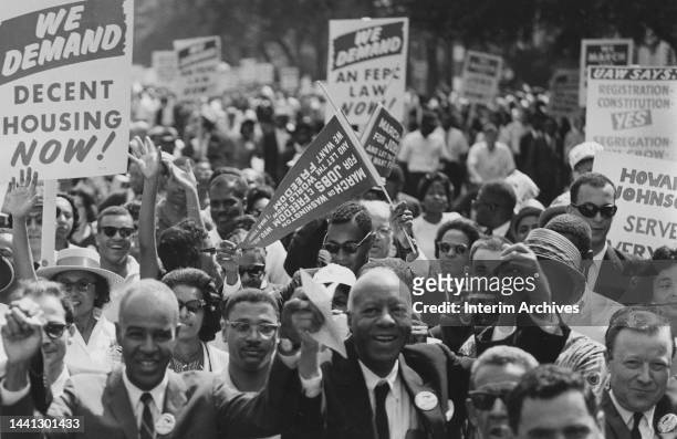 Left to right, front row, African American civil rights activist Roy Wilkins , leader of the National Association for the Advancement of Colored...