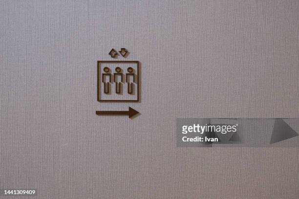 close-up of elevator, lift  sign - japanese exit sign stock pictures, royalty-free photos & images