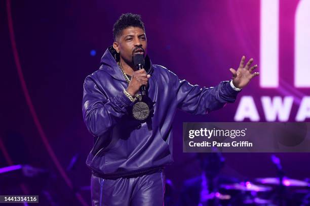 Host Deon Cole speaks onstage during the 2022 Soul Train Awards presented by BET at the Orleans Arena on November 13, 2022 in Las Vegas, Nevada.