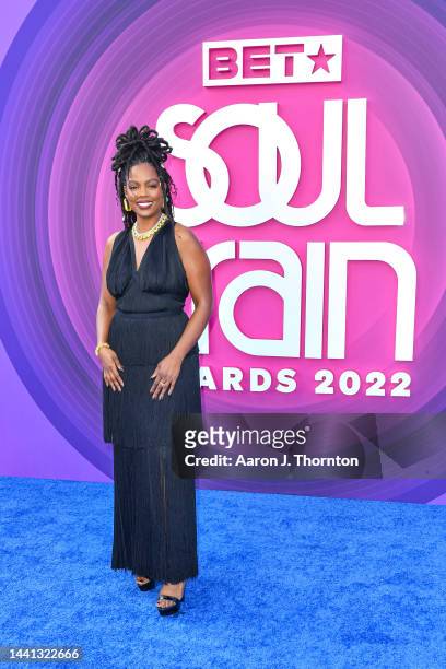 Novi Brown arrives at the 2022 Soul Train Music Awards at the Orleans Arena on November 13, 2022 in Las Vegas, Nevada.