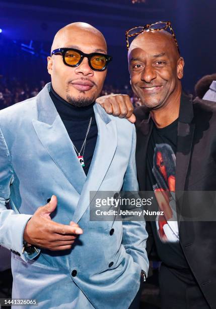 Trauma and Stephen G. Hill attend the 2022 Soul Train Awards presented by BET at the Orleans Arena on November 13, 2022 in Las Vegas, Nevada.