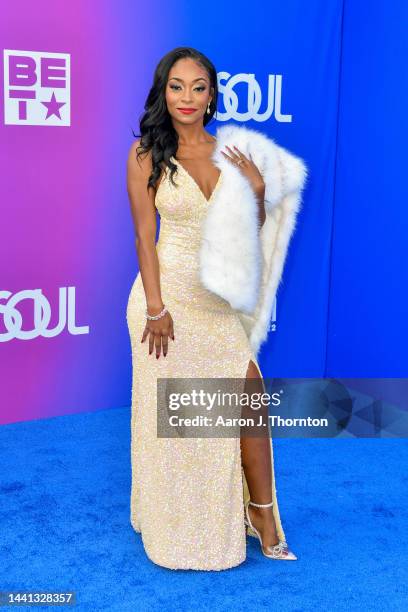 Liz Lafontant arrives at the 2022 Soul Train Music Awards at the Orleans Arena on November 13, 2022 in Las Vegas, Nevada.