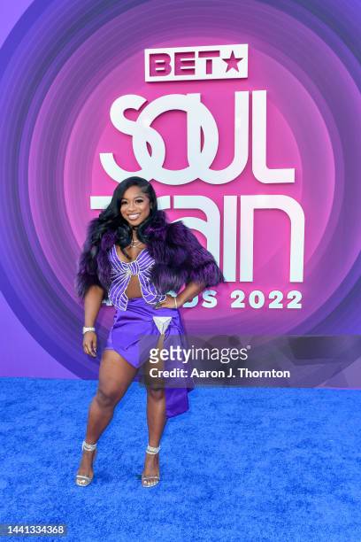 Reginae Carter arrives to the 2022 Soul Train Music Awards at the Orleans Arena on November 13, 2022 in Las Vegas, Nevada.