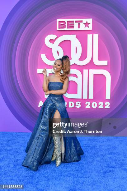 Candiace Dillard-Bassett arrives to the 2022 Soul Train Music Awards at the Orleans Arena on November 13, 2022 in Las Vegas, Nevada.