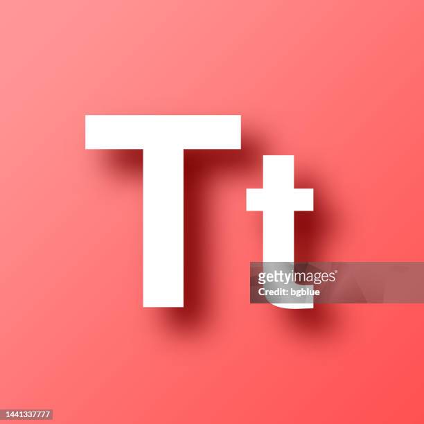 stockillustraties, clipart, cartoons en iconen met letter t - uppercase and lowercase. icon on red background with shadow - at t