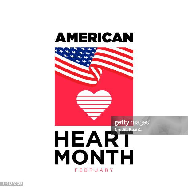 stockillustraties, clipart, cartoons en iconen met american heart month in united states in february. nationwide problem of heart and blood vessel diseases. medical healthcare concept. support and protection campaign. vector stock illustration - american heart month