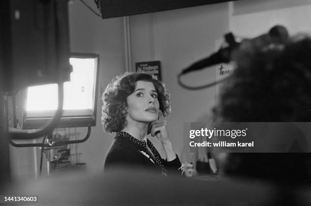 French actress Fanny Ardant on the set of Vivement Dimanche! , based on the novel The Long Saturday Night by Charles Williams and directed by...