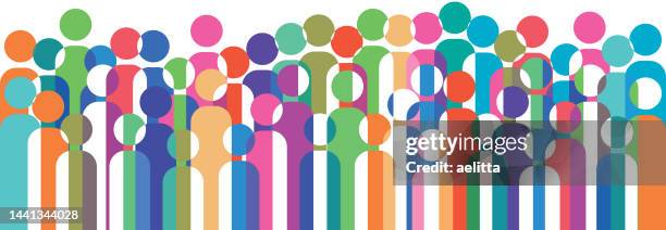 large group of people. geometric illustration of crowd . - abstract people icons stock illustrations