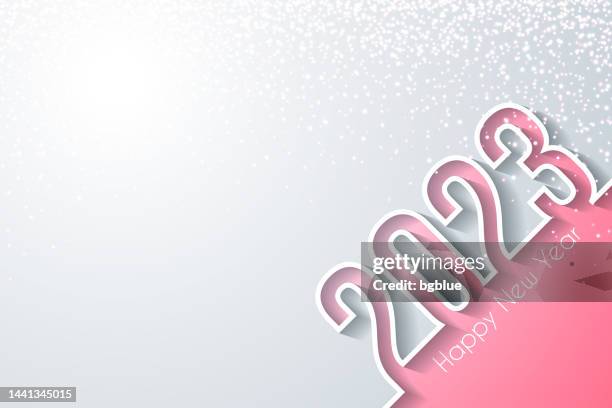 happy new year 2023 with gold glitter - white background - red-sequin-background stock illustrations