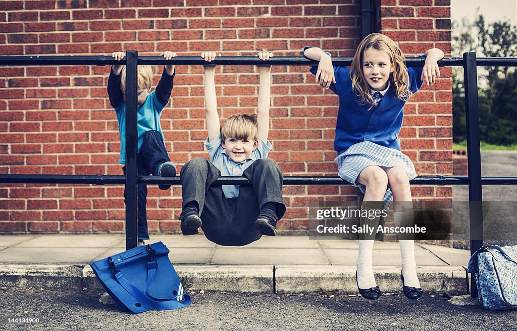 Children waiting outside school