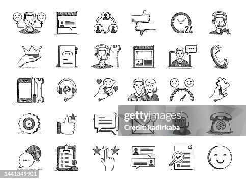 Customer Support Hand Drawn Vector Doodle Line Icon Set Customer Support Hand Drawn Vector Doodle Line Icon Set
